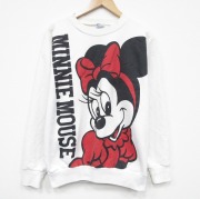 M★古着 長袖 スウェット メンズ 80年代 80s ディズニー ミニー 両面プリント クルーネック USA製 白【spe】 25dec15