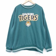 XL★古着 長袖 スウェット メンズ ドラマ ストレンジャーシングス 大きいサイズ クルーネック 緑【spe】 25dec15