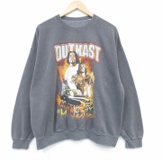 XL★古着 長袖 ヒップ ホップ ラップ スウェット メンズ アウトキャスト クルーネック 濃グレー【spe】 25dec15