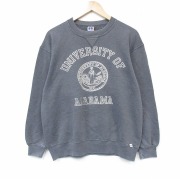 L★古着 ラッセル 長袖 スウェット メンズ 90年代 90s アラバマ カレッジ クルーネック USA製 濃グレー 霜降り【spe】 25dec29
