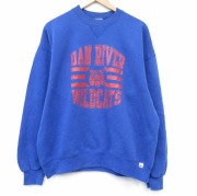 XL★古着 ラッセル 長袖 スウェット メンズ 90年代 90s ワイルドキャッツ クルーネック USA製 青【spe】 26feb02