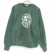XL★古着 リー Lee 長袖 スウェット メンズ 90年代 90s ニューヨーク クルーネック USA製 緑【spe】 26feb10
