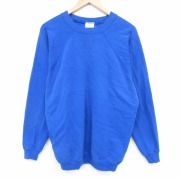 XL★古着 ヘインズ 長袖 スウェット メンズ 90年代 90s 無地 ラグラン クルーネック USA製 青【spe】 26feb14
