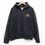 XL★古着 キャンバー 長袖 フルジップ スウェット パーカー メンズ 90年代 90s MB 大きいサイズ USA製 黒 内側サーマル【spe】 26feb17