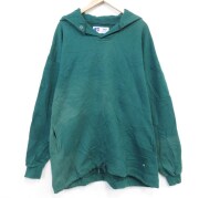 XL★古着 ラッセル 長袖 スウェット パーカー メンズ 90年代 90s ワンポイントロゴ 大きいサイズ USA製 緑【spe】 26feb18