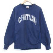 L★古着 リー Lee 長袖 スウェット メンズ 90年代 90s CHATHAM クルーネック USA製 紺【spe】 26feb18