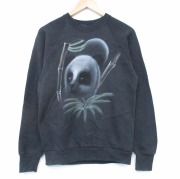 S★古着 スクリーンスターズ 長袖 スウェット メンズ 80年代 80s パンダ エアブラシ ラグラン クルーネック USA製 黒【spe】 26feb19