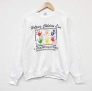 L★古着 長袖 スウェット メンズ 90年代 90s 手形 クルーネック USA製 白【spe】 26feb20