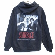 M★古着 長袖 スウェット パーカー メンズ 映画 スカーフェイス 黒【spe】 26feb21