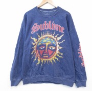 XL★古着 長袖 ロック バンド スウェット メンズ サブライム クルーネック 薄紺 霜降り【spe】 26feb21