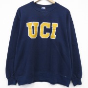 L★古着 ラッセル 長袖 スウェット メンズ 90年代 90s UCI クルーネック USA製 紺【spe】 26feb24
