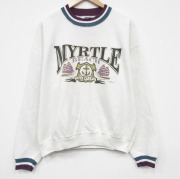L★古着 長袖 スウェット メンズ 90年代 90s MYRTLE クルーネック USA製 白他【spe】 26feb26