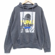 XL★古着 長袖 ヒップ ホップ ラップ スウェット パーカー メンズ トゥパック 2パック 2PAC グレー 霜降り【spe】 26jun18