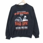 M★古着 長袖 ヒップ ホップ ラップ スウェット メンズ ノートリアBIG トゥパック 2パック 2PAC クルーネック 黒【spe】 26feb27