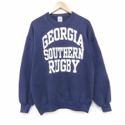 L★古着 ジャージーズ 長袖 スウェット メンズ 90年代 90s ジョージア クルーネック USA製 紺【spe】 26feb27
