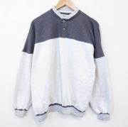 L★古着 長袖 スウェット メンズ 90年代 90s ヘンリーネック 薄グレー他 霜降り【spe】 26feb27