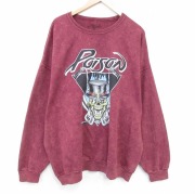 XL★古着 長袖 ロック バンド スウェット メンズ ポイズン 大きいサイズ クルーネック エンジ 霜降り【spe】 26mar02