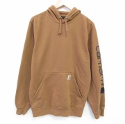 M★古着 カーハート 長袖 スウェット パーカー メンズ ビッグロゴ 茶【spe】 26mar02