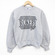 S★古着 ラッセル 長袖 スウェット メンズ 90年代 90s ROKEBY クルーネック USA製 グレー 霜降り【spe】 26mar04