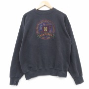 L★古着 ジャンスポーツ 長袖 スウェット メンズ 90年代 90s ノーザン 刺繍 クルーネック USA製 黒【spe】 26mar04