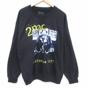 L★古着 長袖 ヒップ ホップ ラップ スウェット メンズ トゥパック 2パック 2PAC クルーネック 黒【spe】 26mar02