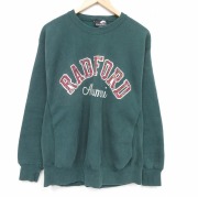 XL★古着 長袖 スウェット メンズ 90年代 90s RADFORD 刺繍 クルーネック USA製 濃緑【spe】 26mar02