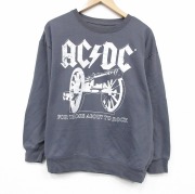 XL★古着 長袖 ロック バンド スウェット メンズ AC/DC クルーネック 薄グレー【spe】 26mar03