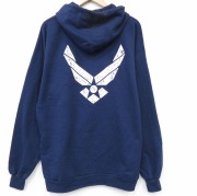 XL★古着 長袖 フルジップ スウェット パーカー メンズ 00年代 00s ミリタリー エアフォース 大きいサイズ 薄紺【spe】 26mar10