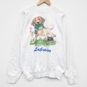 L★古着 オニータ ONEITA 長袖 スウェット メンズ 90年代 90s 犬 ラグラン クルーネック USA製 白【spe】 26mar10