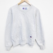 S★古着 ラッセル 長袖 スウェット メンズ 90年代 90s ワンポイントロゴ クルーネック USA製 薄グレー 霜降り【spe】 26mar14