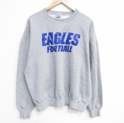 XL★古着 ラッセル 長袖 スウェット メンズ 90年代 90s フットボール 大きいサイズ クルーネック USA製 グレー 霜降り【spe】 26mar14