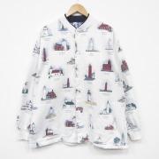 XL★古着 ART UNLIMITED 長袖 スウェット カーディガン メンズ 90年代 90s 灯台 USA製 白【spe】 26apr01