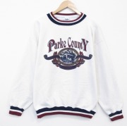 XL★古着 長袖 スウェット メンズ 90年代 90s Parke クルーネック USA製 薄ベージュ【spe】 26mar17