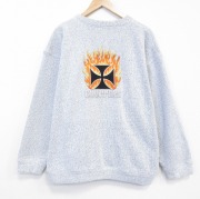 XL★古着 長袖 スウェット メンズ 90年代 90s アイアンクロス 大きいサイズ クルーネック USA製 薄グレー 霜降り【spe】 26mar17