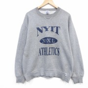 L★古着 ラッセル 長袖 スウェット メンズ 90年代 90s NYIT クルーネック USA製 グレー 霜降り【spe】 26apr04
