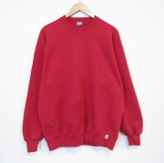 L★古着 ラッセル 長袖 スウェット メンズ 90年代 90s 無地 クルーネック USA製 赤【spe】 26apr04