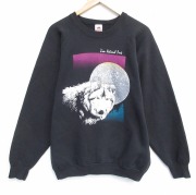 L★古着 フルーツオブザルーム 長袖 スウェット メンズ 90年代 90s オオカミ クルーネック USA製 黒【spe】 26apr06
