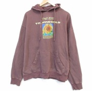 XL★古着 長袖 スウェット パーカー メンズ 画家 クロードモネ アート 大きいサイズ 茶【spe】 26apr08