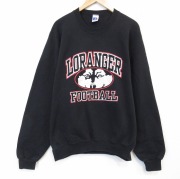 XL★古着 長袖 スウェット メンズ 00年代 00s フットボール 大きいサイズ クルーネック 黒【spe】 26apr08