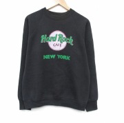 M★古着 長袖 スウェット メンズ 80年代 80s ハードロックカフェ ラグラン クルーネック USA製 黒【spe】 26apr09