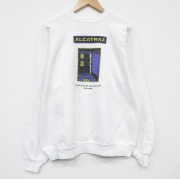 L★古着 長袖 スウェット メンズ 80年代 80s アルカトラズ ロング丈 ラグラン クルーネック 白【spe】 26apr09