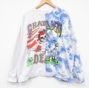 XL★古着 長袖 ロック バンド スウェット メンズ グレイトフルデッド 大きいサイズ クルーネック 白他 タイダイ【spe】 26apr13