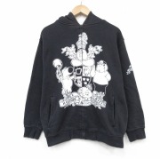 L★古着 長袖 フルジップ スウェット パーカー メンズ 00年代 00s アニメ ファミリーガイ 黒【spe】 26apr18