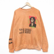 XL★古着 長袖 ロック バンド スウェット メンズ ボブマーリー クルーネック オレンジ【spe】 26apr18