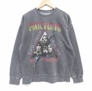 L★古着 長袖 ロック バンド スウェット メンズ ピンクフロイド クルーネック 濃グレー 霜降り【spe】 26apr22