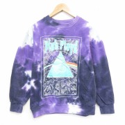 M★古着 長袖 ロック バンド スウェット メンズ ピンクフロイド クルーネック 紫他 タイダイ【spe】 26apr23