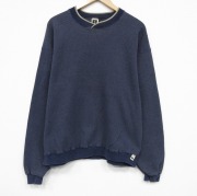 XL★古着 ラッセル 長袖 スウェット メンズ 90年代 90s 無地 クルーネック USA製 薄紺他【spe】 26apr28