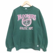 L★古着 ラッセル 長袖 スウェット メンズ 90年代 90s BLOOMERS クルーネック USA製 緑【spe】 26may01