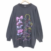 XL★古着 長袖 スウェット メンズ 大きいサイズ ロング丈 クルーネック USA製 黒【spe】 26may12