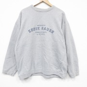 XL★古着 エディーバウアー 長袖 スウェット メンズ 00年代 00s ビッグロゴ クルーネック カナダ製 グレー 霜降り【spe】 26may22